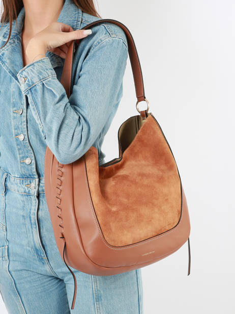 Sac PortÃ© Ã©paule Lou Cuir Vanessa bruno Marron lou 88V40904 vue secondaire 1