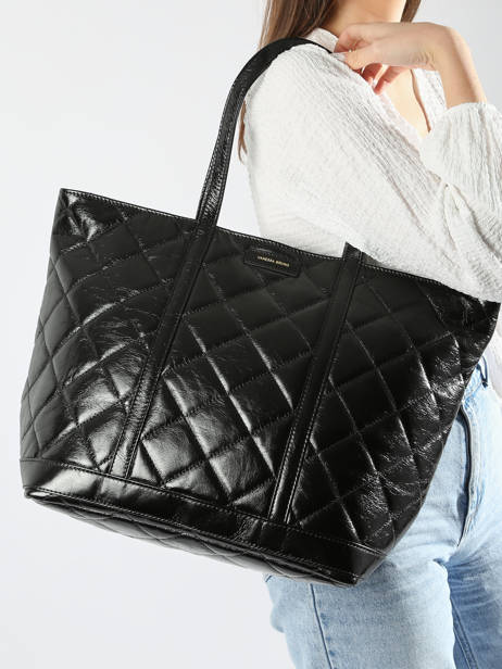 Sac PortÃ© Ã©paule Cabas Cuir Cuir Vanessa bruno Noir cabas cuir 84V40373 vue secondaire 1