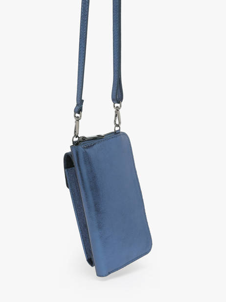 Ã‰tui TÃ©lÃ©phone Et BandouliÃ¨re Cuir Milano Bleu nine NI23068 vue secondaire 2