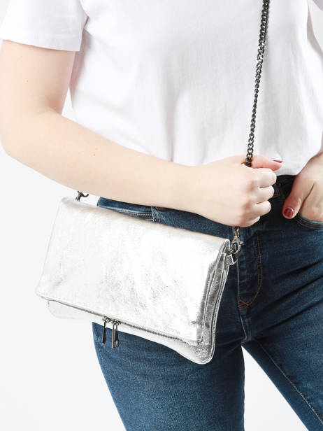 Sac BandouliÃ¨re Nine Cuir Milano Argent nine NI22112N vue secondaire 1
