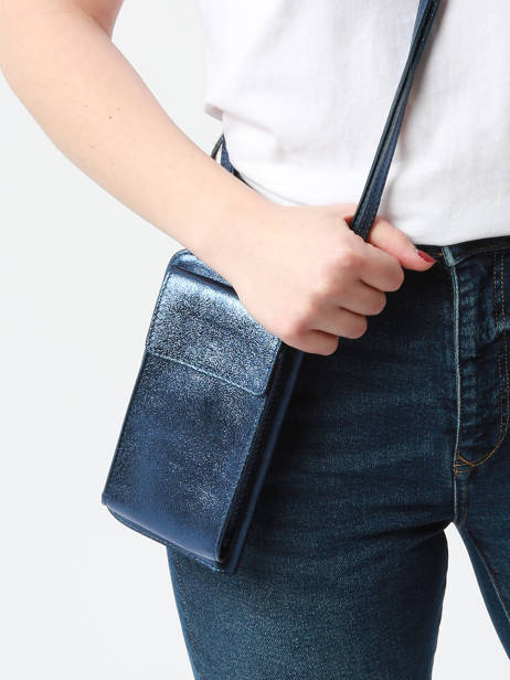 Ã‰tui TÃ©lÃ©phone Et BandouliÃ¨re Cuir Milano Bleu nine NI23068 vue secondaire 1