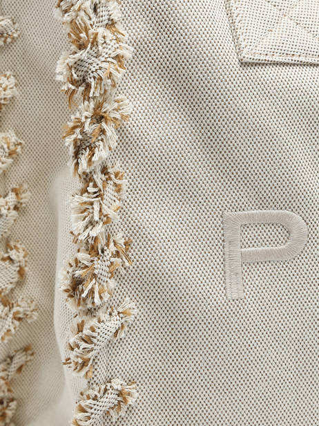 Sac PortÃ© Ã©paule Logo Shopper Coton Pinko Beige logo shopper A1X1 vue secondaire 5
