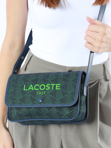 Sac PortÃ© Ã©paule Heritage Monogramme Coton Lacoste Bleu heritage monogramme NF4513HK vue secondaire 1