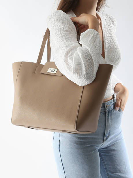 Cabas Ck Push Polyester RecyclÃ© Calvin klein jeans Marron ck push K612147 vue secondaire 1