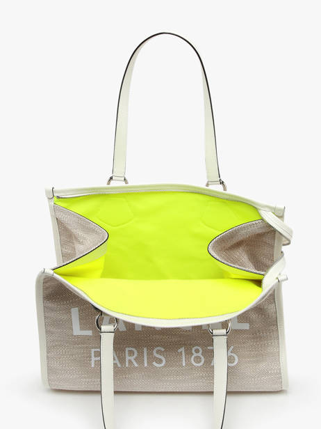 Sac Cabas D'Ã©tÃ© ZippÃ© Toile De Jute Et Cuir Lancel Beige cabas d'ete A13310 vue secondaire 3
