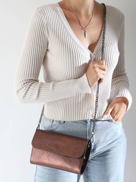 Sac BandouliÃ¨re Nine Cuir Milano Marron nine NI23064N vue secondaire 1