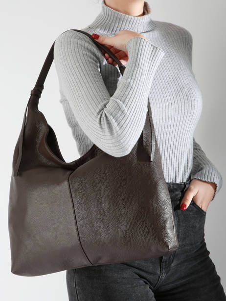 Sac PortÃ© Ã©paule Caviar Cuir Milano Marron caviar CA24091 vue secondaire 1
