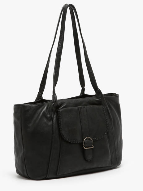 Sac PortÃ© Ã©paule Utility Cuir Basilic pepper Noir utility BUTI07 vue secondaire 2