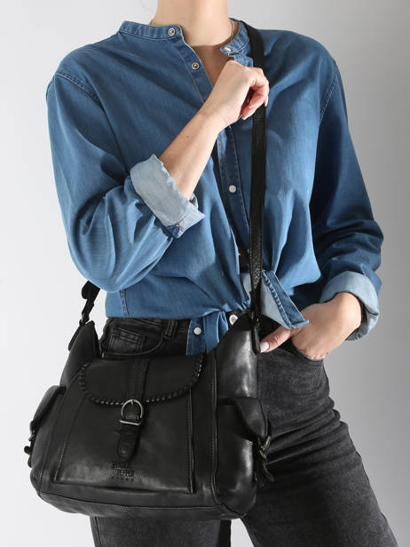 Sac BandouliÃ¨re Utility Cuir Basilic pepper Noir utility BUTI08 vue secondaire 1