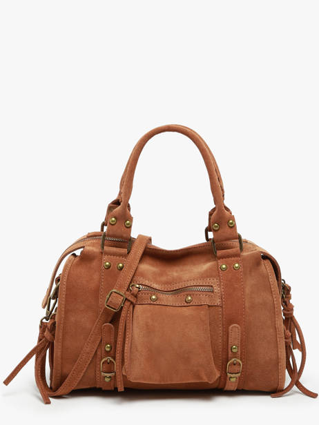 Sac PortÃ© Ã©paule Velvet Cuir Milano Marron velvet VE24094