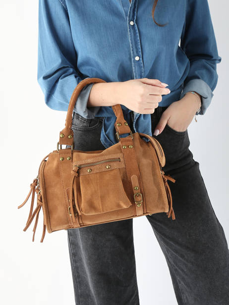 Sac PortÃ© Ã©paule Velvet Cuir Milano Marron velvet VE24094 vue secondaire 1