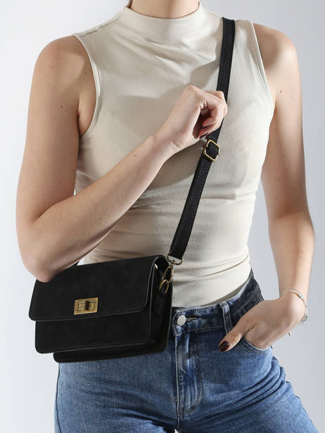 Sac BandouliÃ¨re Velvet Cuir Milano Noir velvet VE24115 vue secondaire 1