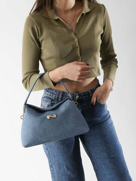 Sac PortÃ© Ã©paule Denim Nathan baume Bleu denim 4D vue secondaire 1