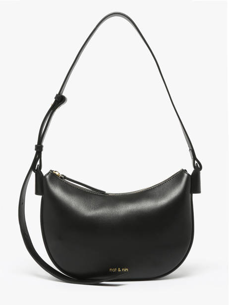 Sac BandouliÃ¨re Vintage Cuir Nat et nin Noir vintage LUNE