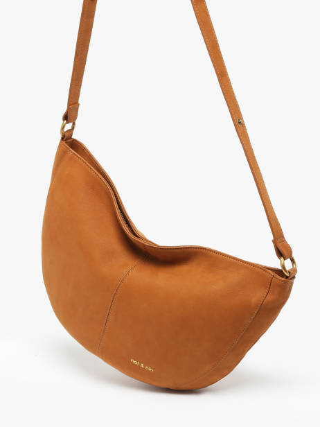 Sac BandouliÃ¨re Vintage Cuir Nat et nin Marron vintage RODEO vue secondaire 2
