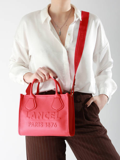 Cabas ZippÃ© S Jour Cuir Lancel Rouge jour A12995 vue secondaire 1