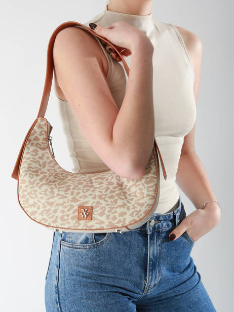 Sac PortÃ© Ã©paule Leopard Polyester Vanessa wu Beige leopard MA0131 vue secondaire 1