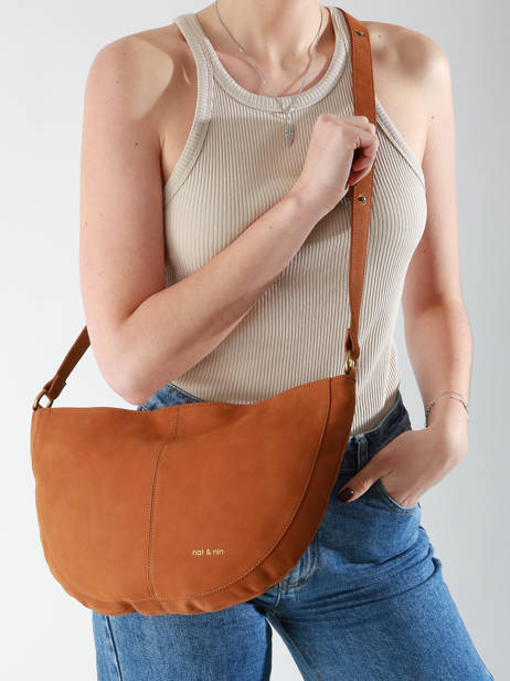 Sac BandouliÃ¨re Vintage Cuir Nat et nin Marron vintage RODEO vue secondaire 1