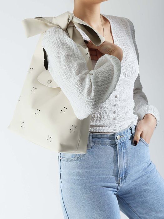 Longchamp Le pliage broderie anglaise Besaces Blanc