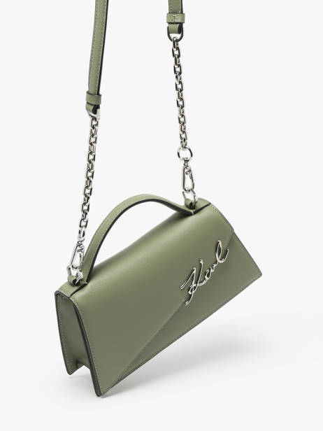 Sac BandouliÃ¨re K Signature Cuir Karl lagerfeld Vert k signature A1W30458 vue secondaire 2