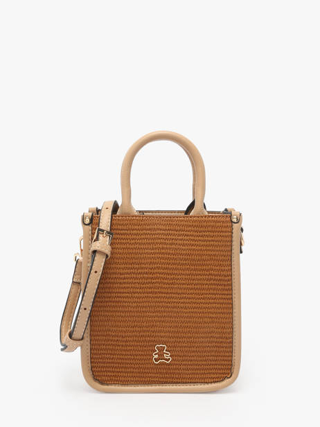 Sac PortÃ© Main Raphia Lulu castagnette Marron raphia YASMINA