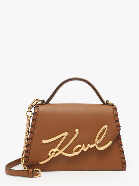 Sac BandouliÃ¨re K Signature Cuir Karl lagerfeld Marron k signature A2W30005