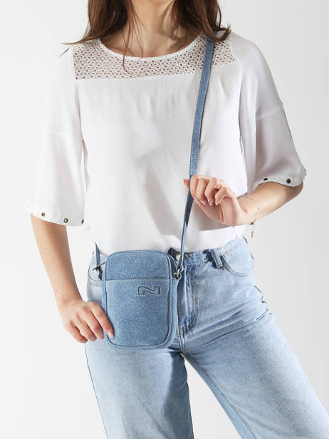 Sac Bandoulière Denim Cuir Nathan baume Bleu denim D vue secondaire 1