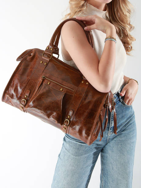 Sac PortÃ© Ã©paule Elefante Cuir Milano Marron elefante EF24095 vue secondaire 1