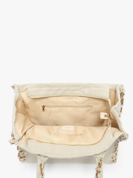 Sac PortÃ© Ã©paule Logo Shopper Coton Pinko Beige logo shopper A1X1 vue secondaire 3