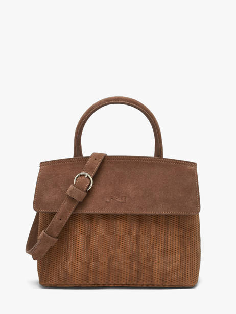 Sac Bandoulière Clarita Cuir Texturé Nathan baume Marron nathan 18TX